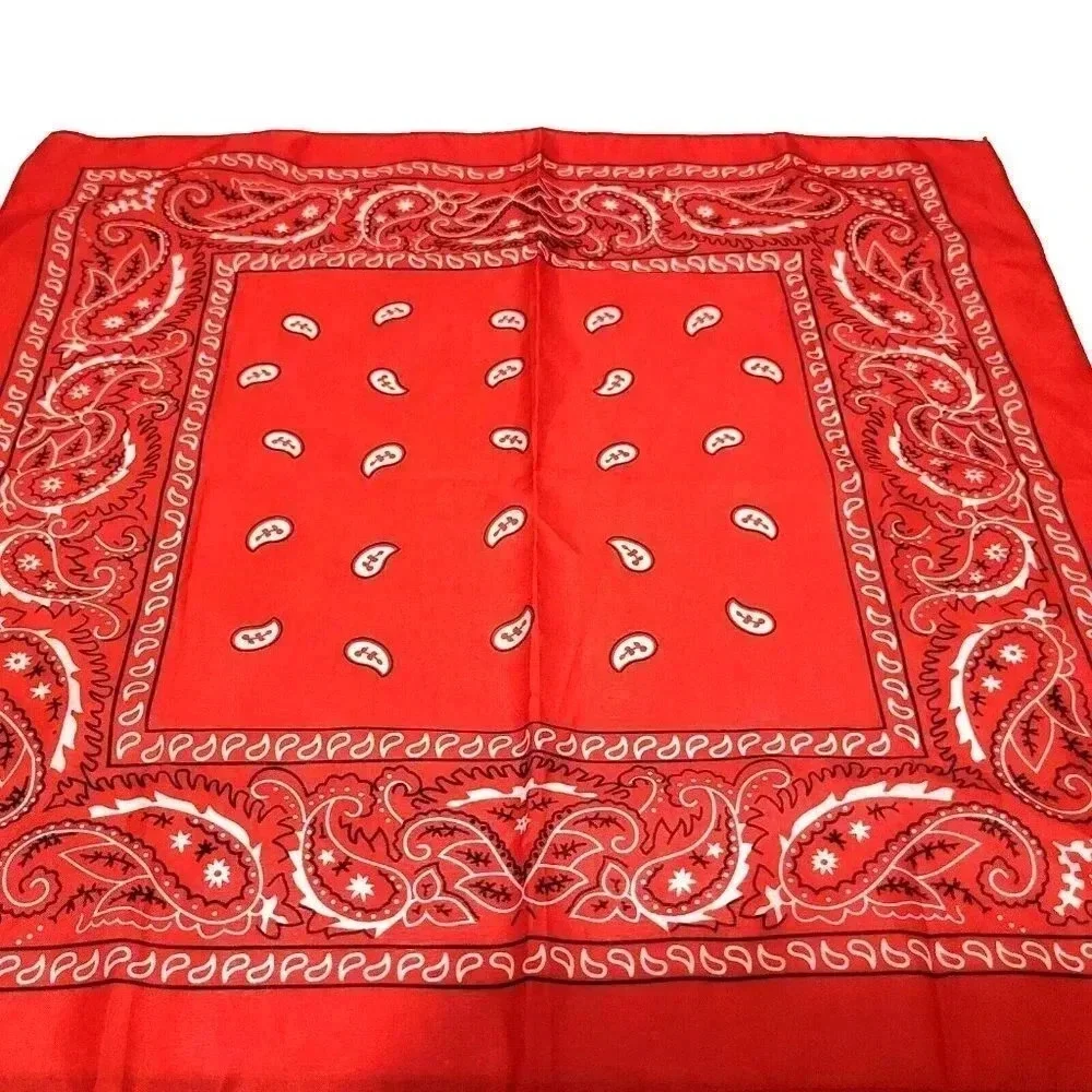 Bandana Scarf Handkerchief Red Paisley Polyester Non Fading 20 1/4